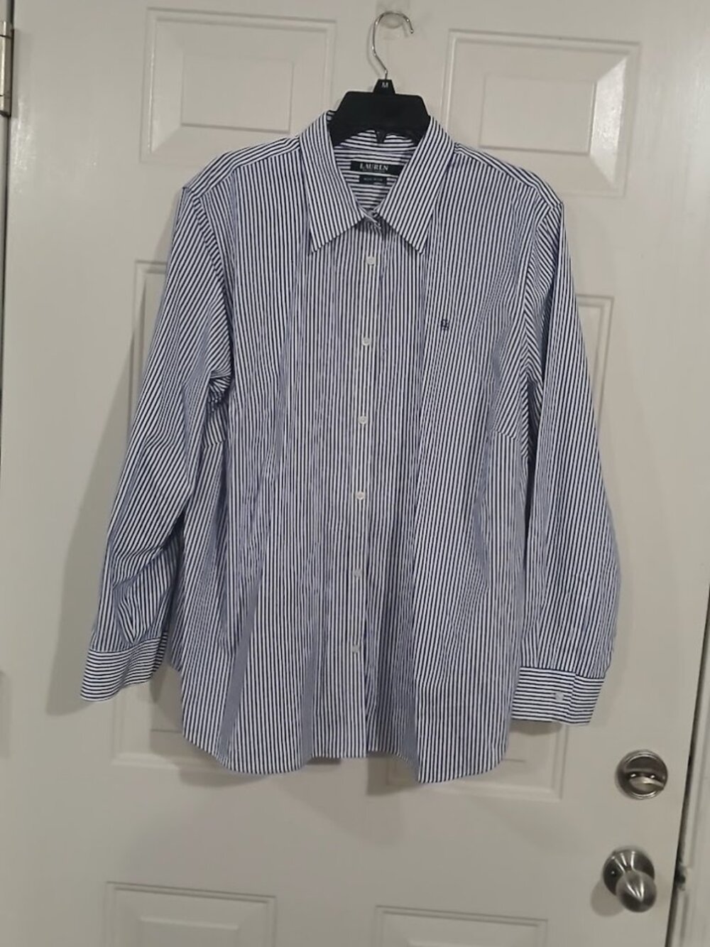 Lauren Ralph Lauren Classic Fit Mens Striped Button Down Blue White 2X